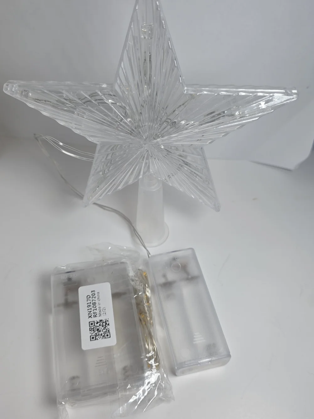 Clear Light-Up Star Tree Topper with Battery Pack - Clear